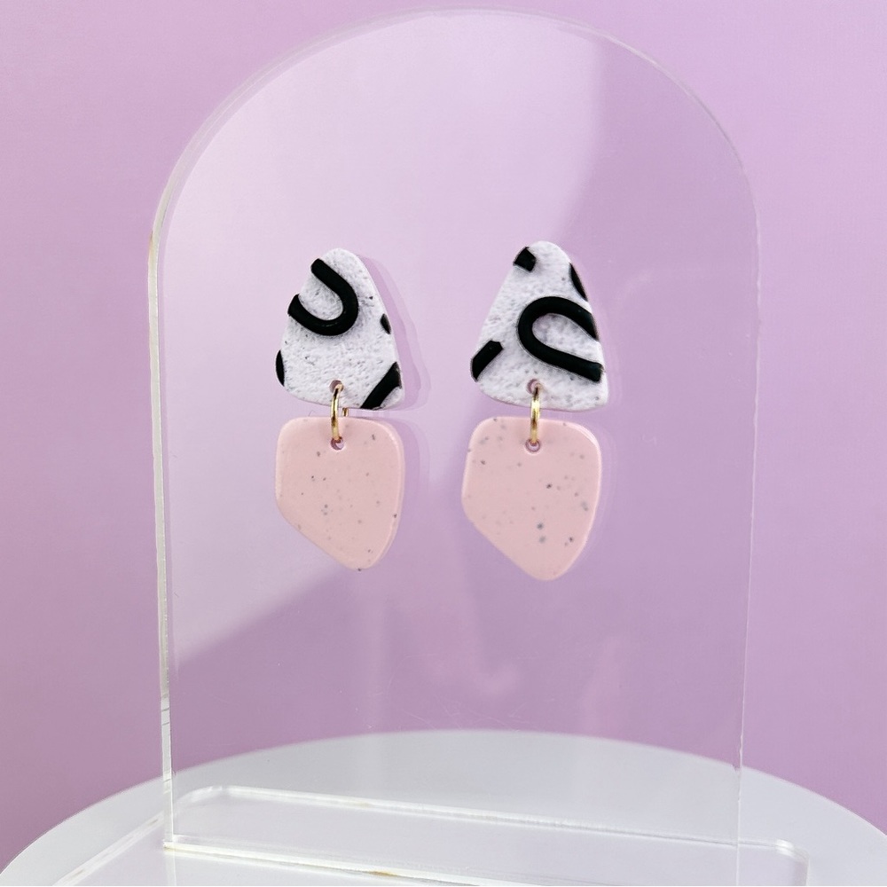 Funky Abstract Handmade Polymer Clay Small Dangle Earrings